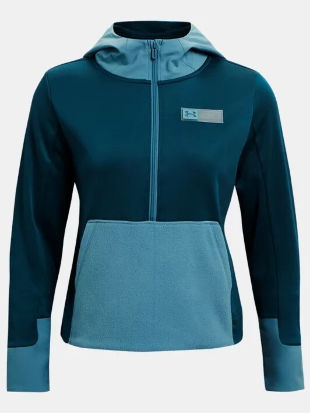 Under Armour Women's Navy and Light Blue Half-Zip Hooded Pullover